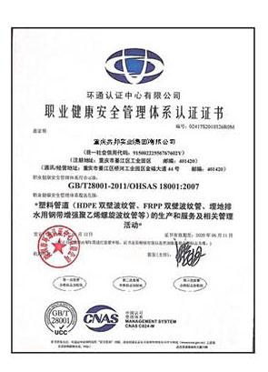 職業(yè)健康安全管理體系認(rèn)證證書